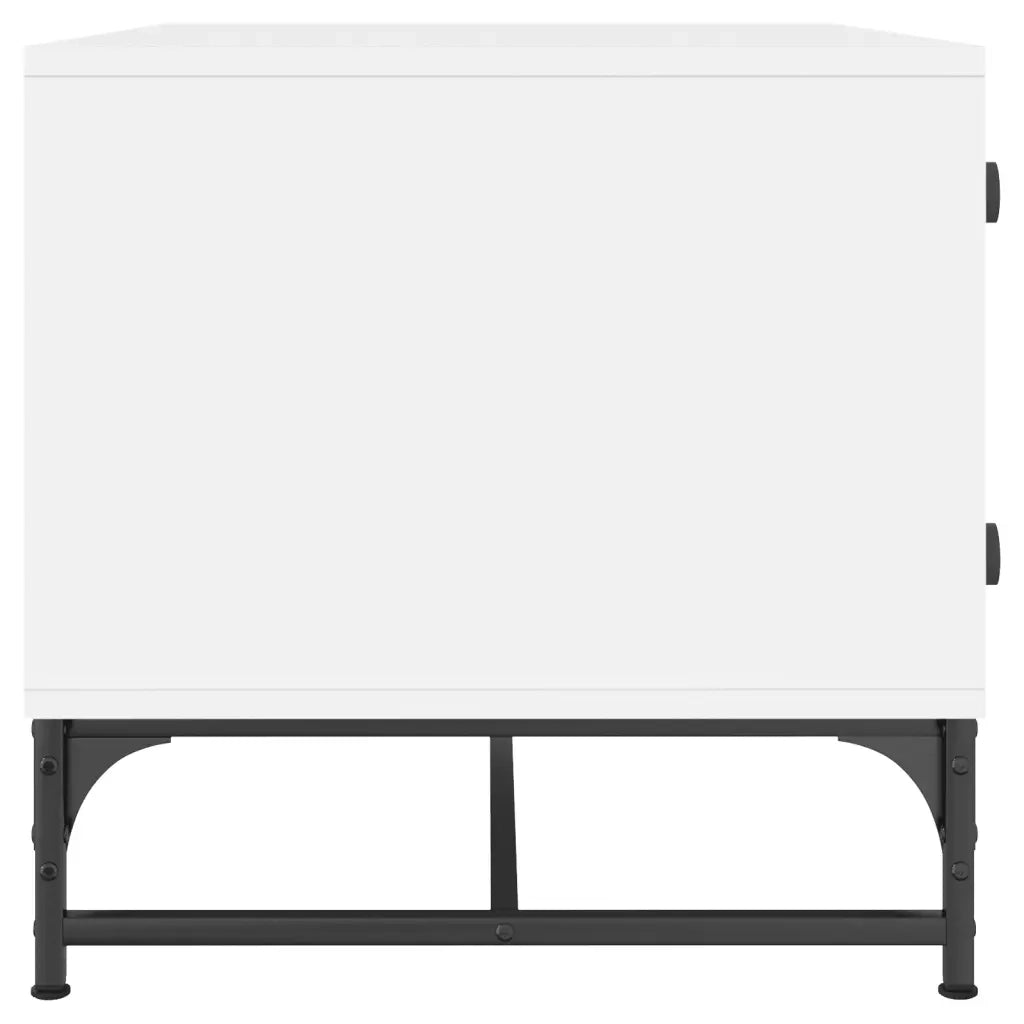 Tavolino da Salotto con Ante in Vetro-Tavolino da soggiorno Bianco 68,5x50x50 cm