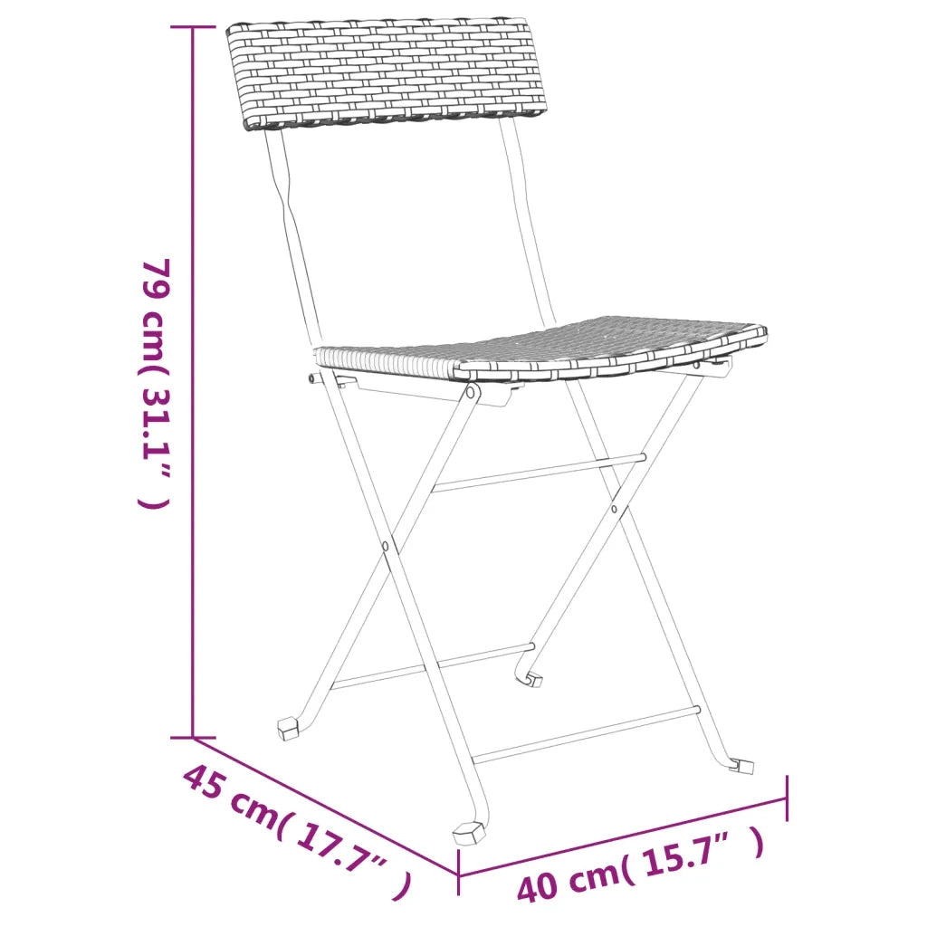 Sedie Pieghevoli da Bistrò 4 pz Grigie Polyrattan e Acciaio 3152118