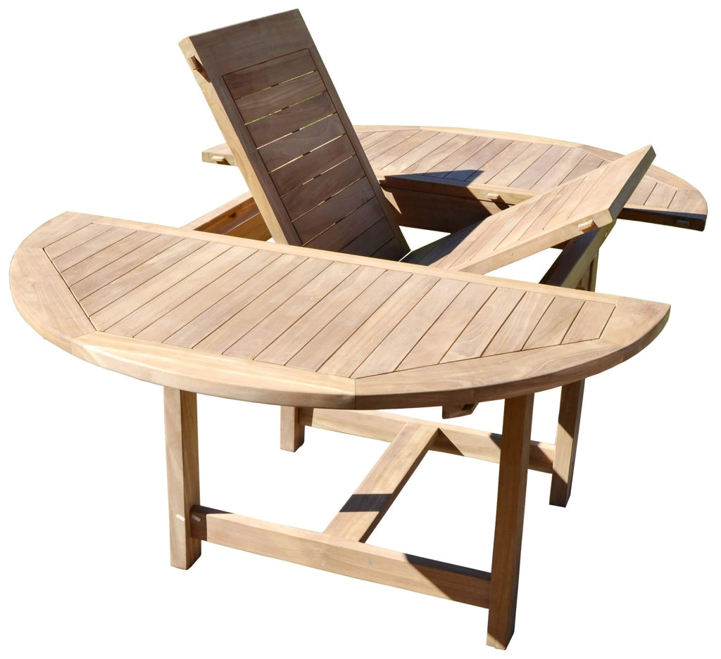 Tavolo Tondo Allungabile da Giardino Ø120 cm in Legno Teak Vorghini Capraia