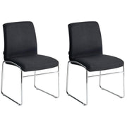 Set di 2 sedie da pranzo imbottite con braccioli, rivestimento nero base in metallo design moderno
