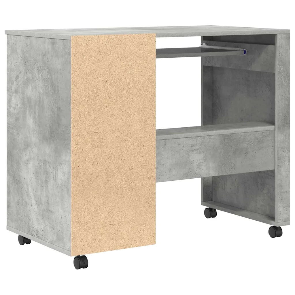 Scrivania con Ruote con cassetto Grigio cemento 91 x 50 x 77 cm 869533