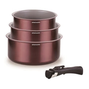 Set di 3 pentole - ARTHUR MARTIN - AM1088 - Tutte le fonti di calore compresa induzione - 16/18/20 cm + 1 manico removibile - Alluminio