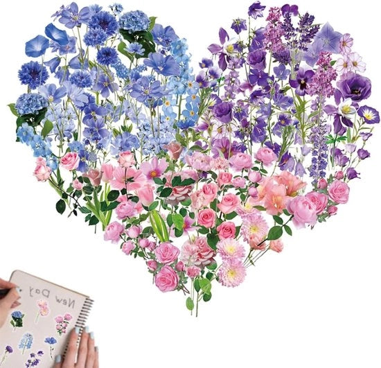Set di adesivi per fiori 120 pezzi adesivi trasparenti per scrapbook e journal fiori vintage hobby per adulti impermeabili