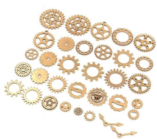 Set di viti per tornio - Antico metallo con ruote - Accessori per fai da te - Decorazione Steampunk - 50 g - Metallo rivestito a lunga durata