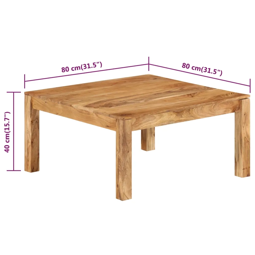 Tavolino da salotto | Tavolino da caff¨¨ | Tavolino da Soggiorno 80x80x40 cm in Legno Massello di Acacia
