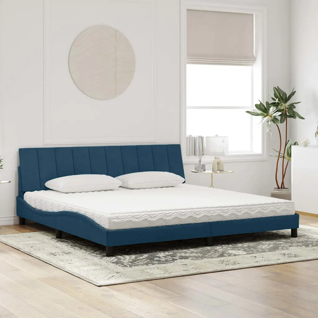 Letto con Materasso Hanko Blu 200x200 cm Velluto 3208620