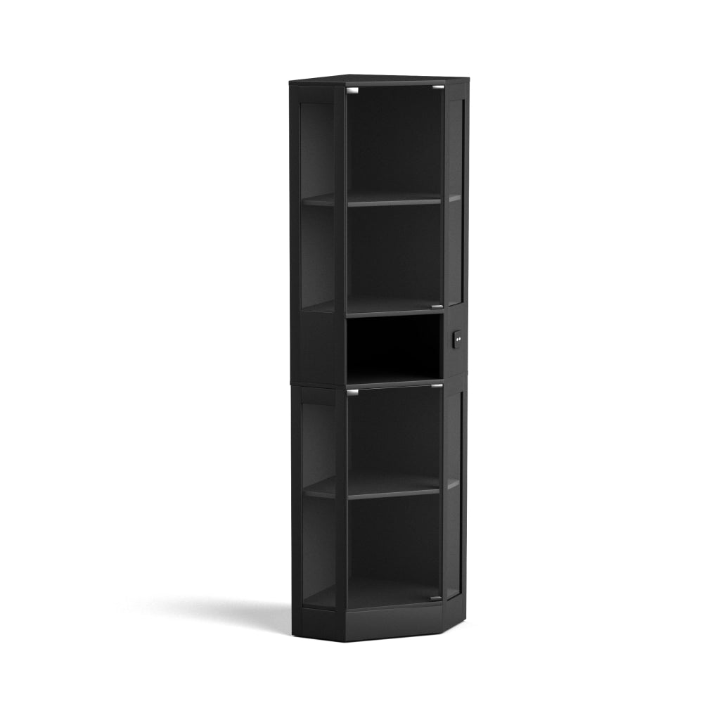 VETRINA in vetro 57x165x40 cm Nero con illuminazione LED
