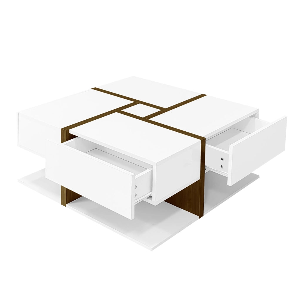 TAVOLO DA CAFFÈ Quadrato 78x78x45 cm Bianco in Pannello Truciolare Lucido