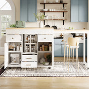 TAVOLO BAR Allungabile 110-180x40x91 cm MDF Bianco con Ruote