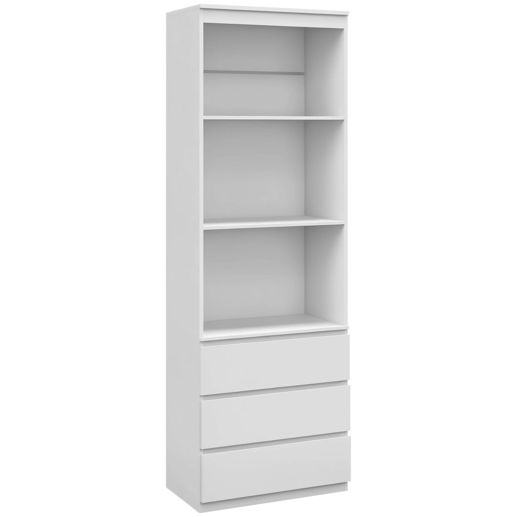 Libreria con 3 ripiani e 3 cassetti ¨C zephmum ¨C 60x35x180 cm in legno bianco