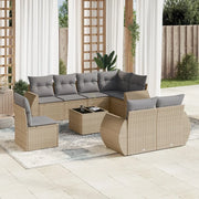 Set Divano da Giardino 9 pz con Cuscini Beige in Polyrattan 3253986