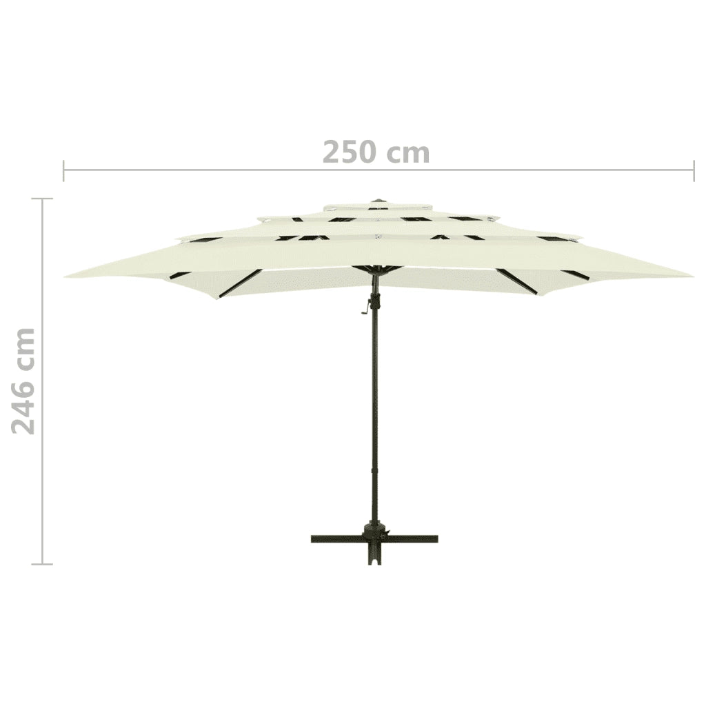 Ombrellone a Sbalzo 4 Livelli Palo Alluminio 250x250 cm Sabbia 313820