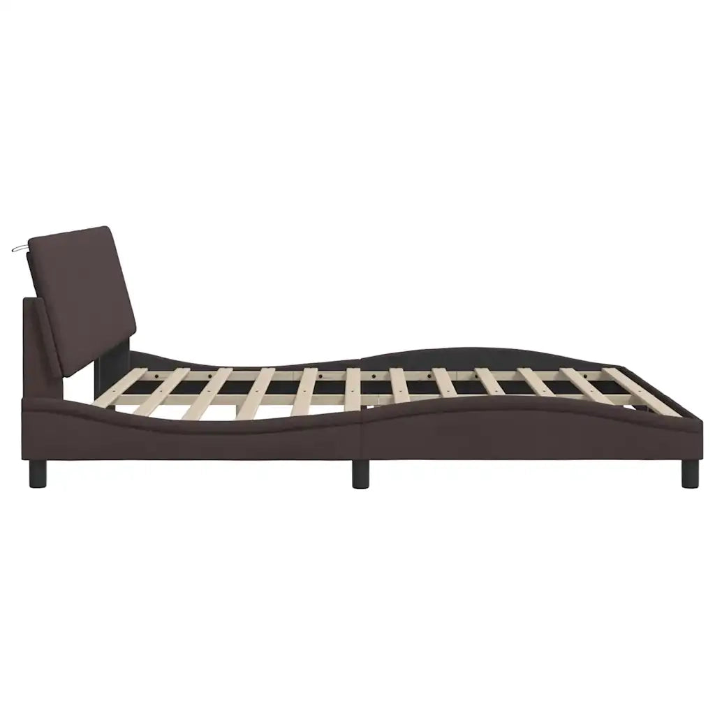 Giroletto senza Materasso Hanko Marrone Scuro 200x200 cm in Tessuto 3310485