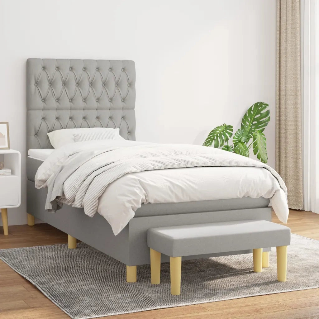 Giroletto a Molle con Materasso Grigio Chiaro100x200 cm Tessuto 3137373