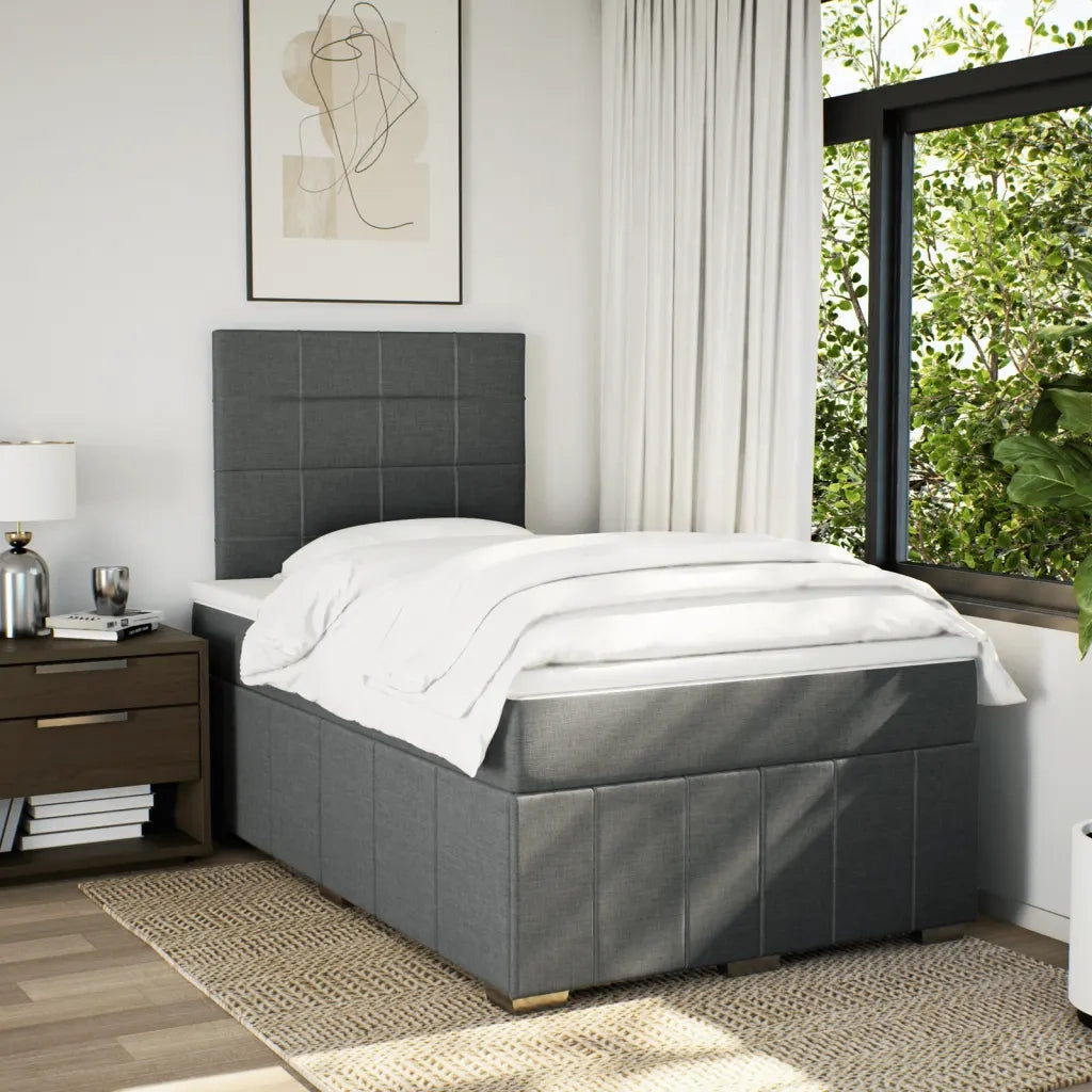 Giroletto a Molle con Materasso Grigio Scuro 120x200 cm Tessuto