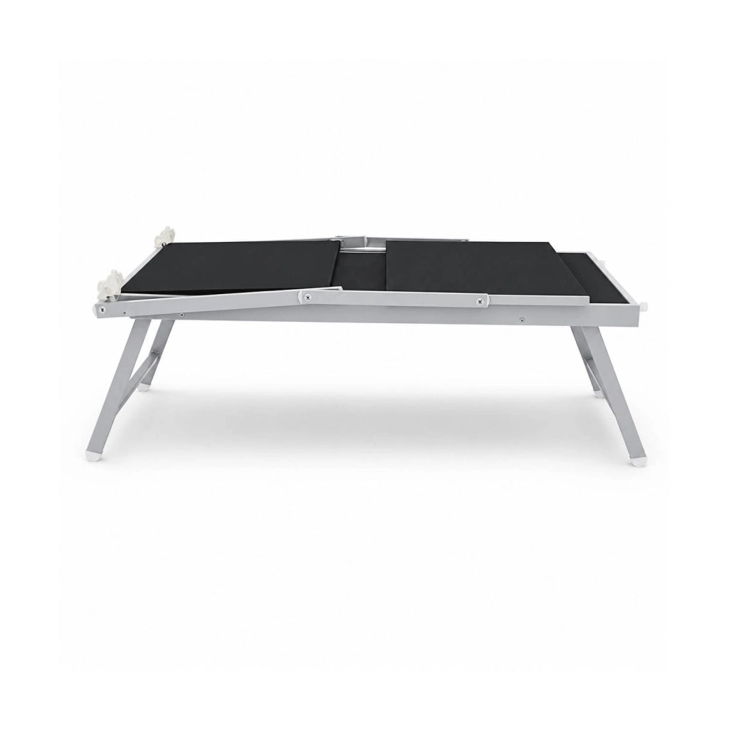 Lettino Sdraio Prendisole Professionale Richiudibile In Alluminio E Textilene con Tettino Parasole Orientabile Lettino Relax Mare Spiaggia Piscina Giardino Solarium 182 x 60 x 38 Cm Nero