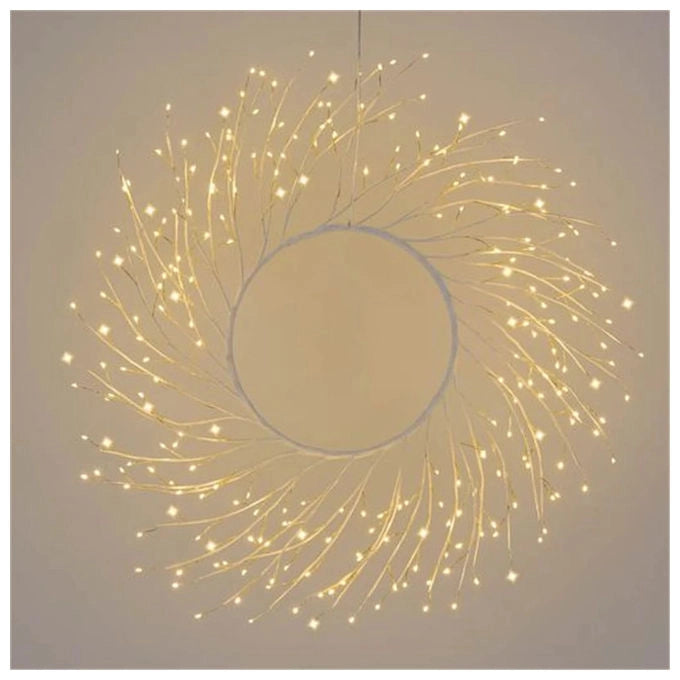 Lotti, Corona Tiglio Bianco, Ø60cm, 260 MicroLED, Bianco Caldo