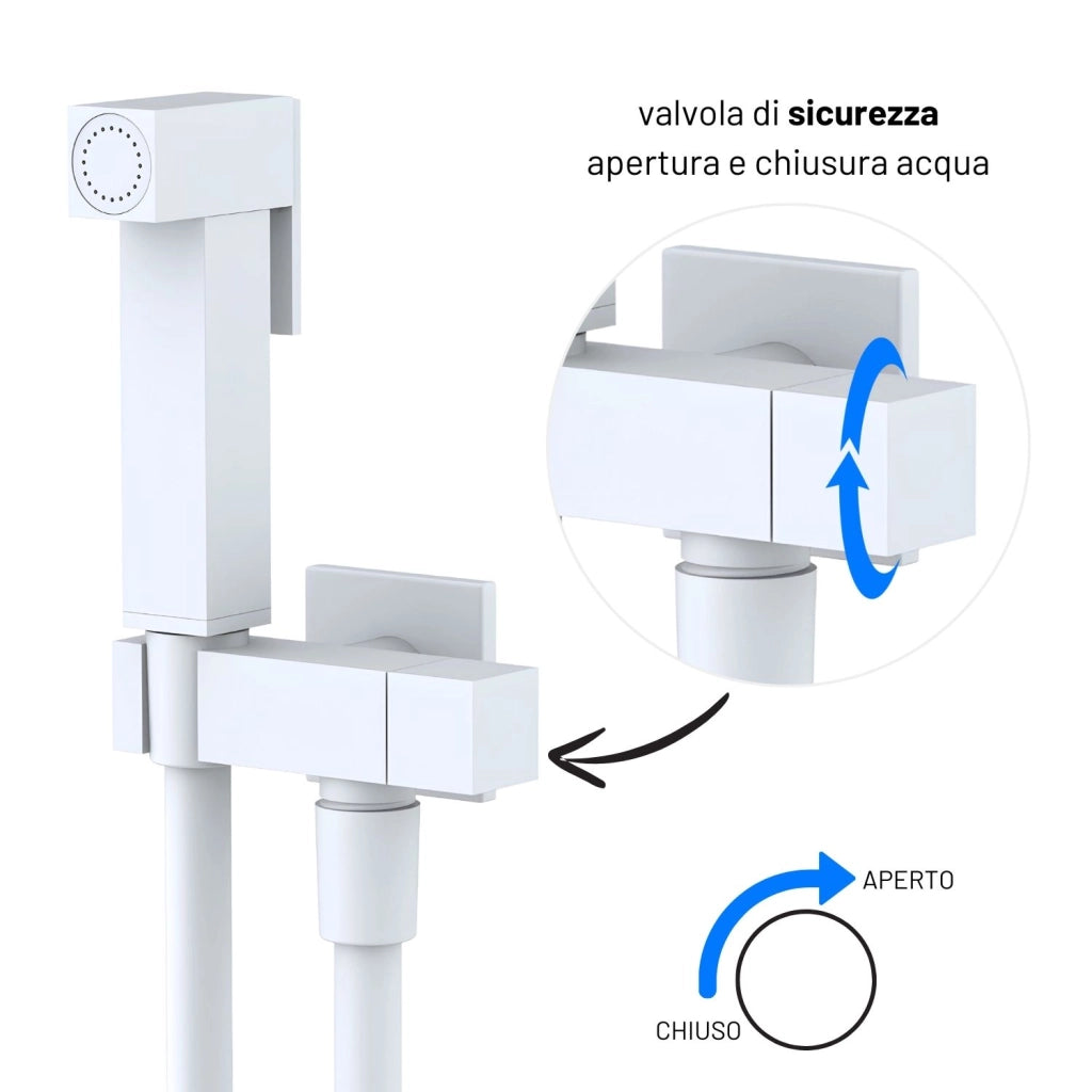 Idroscopino wc doccetta ottone portatile shutoff monogetto con leva ogomondo kit *** finitura- bianco opaco quadro, c...