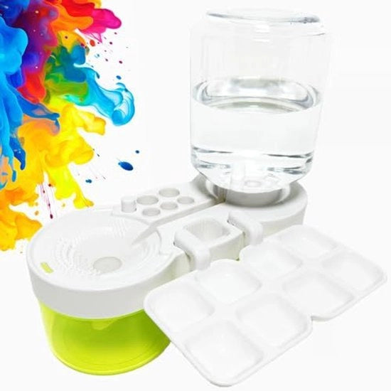 Strumento di pulizia pennelli, pennelli pulenti a circolazione d'acqua con contenitore di vernice, strumento di pulizia per pennelli aquarello, olio e acqua, regalo per artisti inizianti - bianco