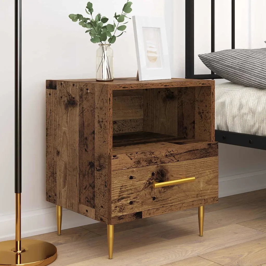 Set di 2 Comodini | Armadio da Notte | Mobiletto da notte con cassetto Legno vecchio 40 x 35 x 47,5 cm