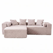 Divano a L, divano componibile, seduta morbida come una nuvola, tessuto chenille, beige