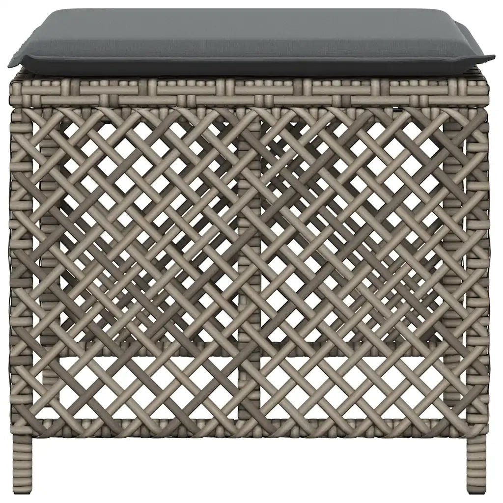 Sgabelli Giardino con Cuscini 4 pz Grigi 41x41x36cm Polyrattan CFW4459813