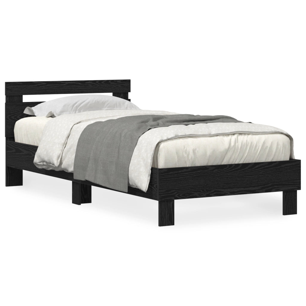 Struttura letto  con luci LED Rovere Nera 100x200 cm Legno ingegnerizzato