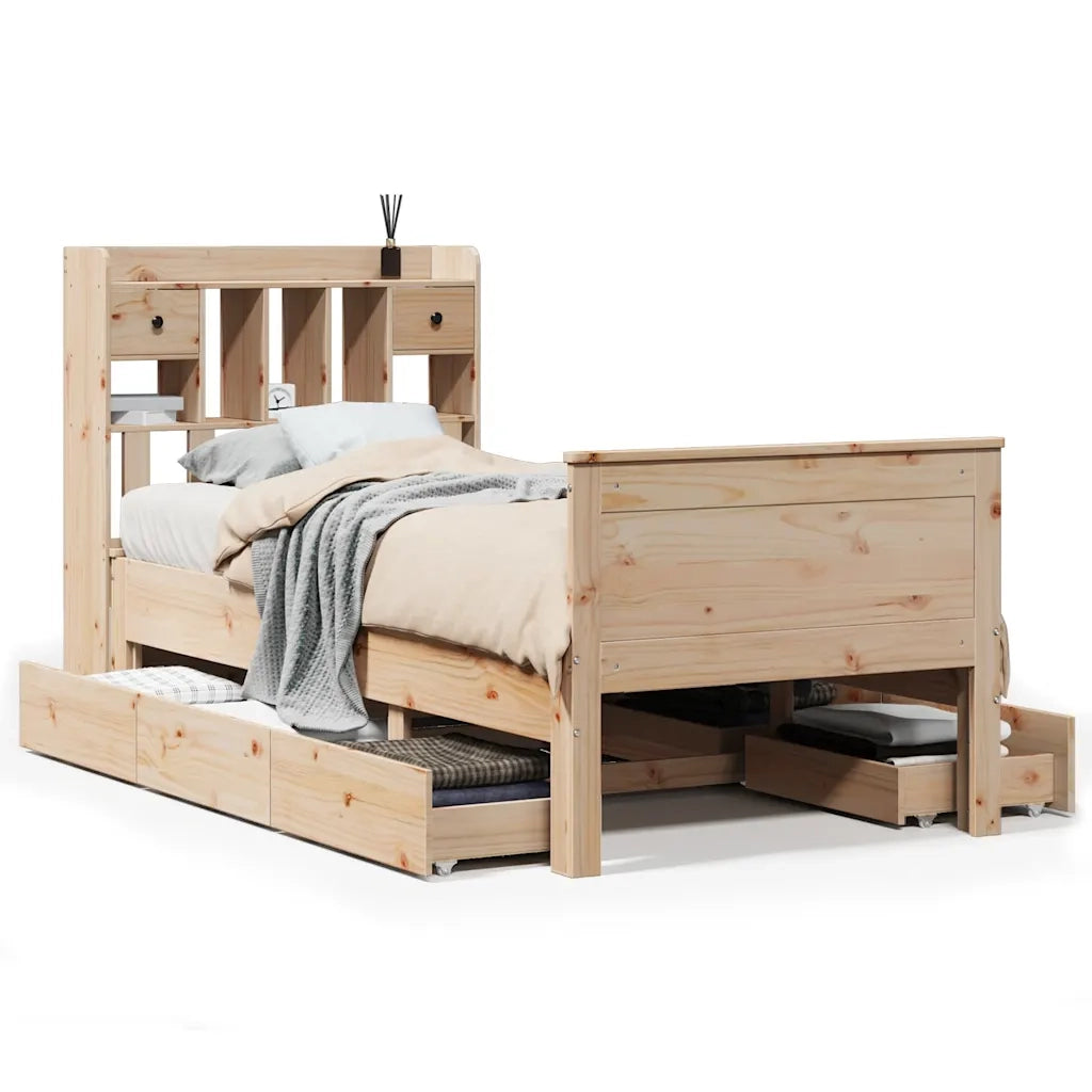 Giroletto con Libreria senza Materasso 75x190 cm in Legno Pino 3308945