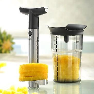 Gefu 13550 Professional Plus Taglia Ananas in Acciaio Inox con Contenitore da 1000 ml e Set di Coltelli colore Nero Argento