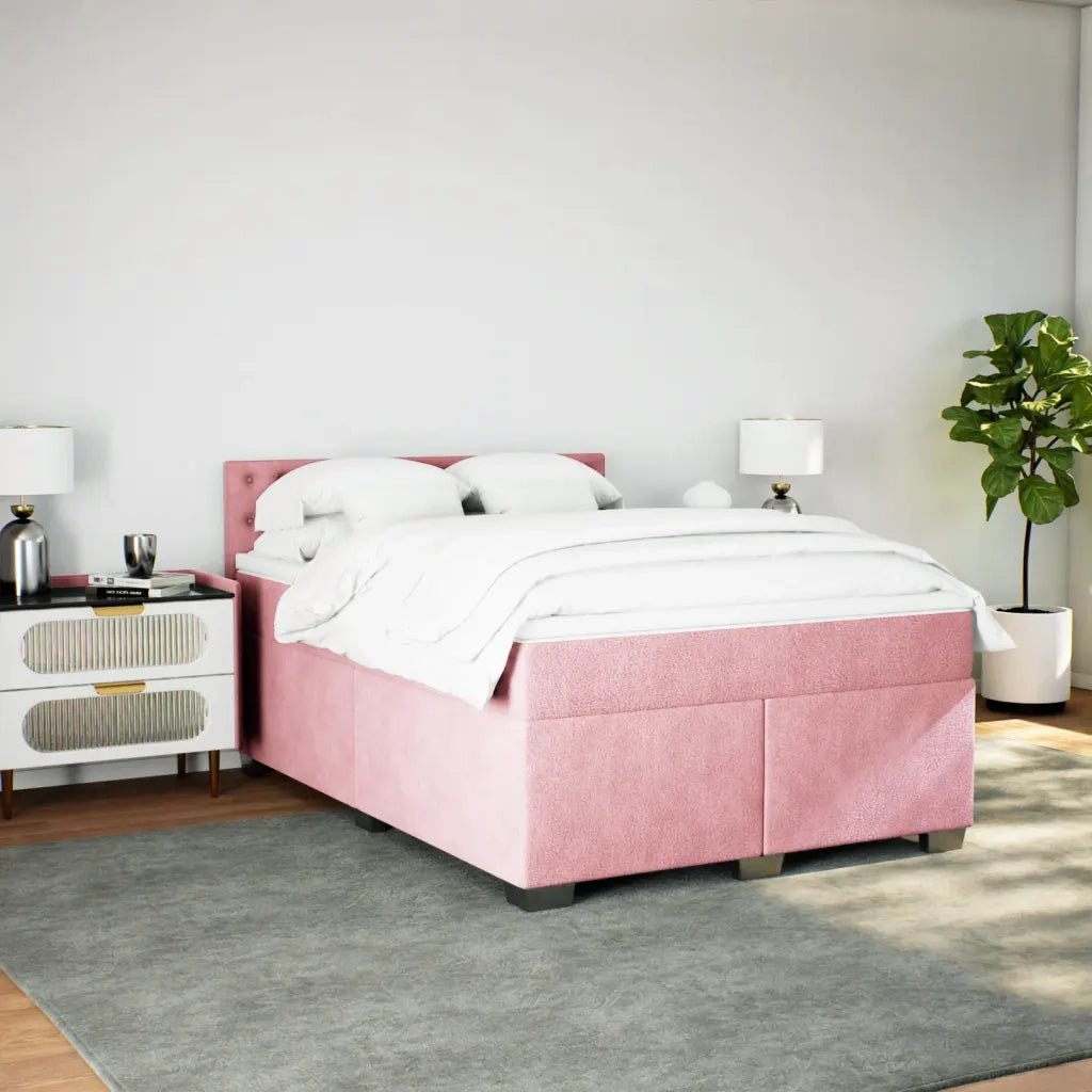 Giroletto a Molle con Materasso Rosa Scuro 140x200cm in Velluto 3286347