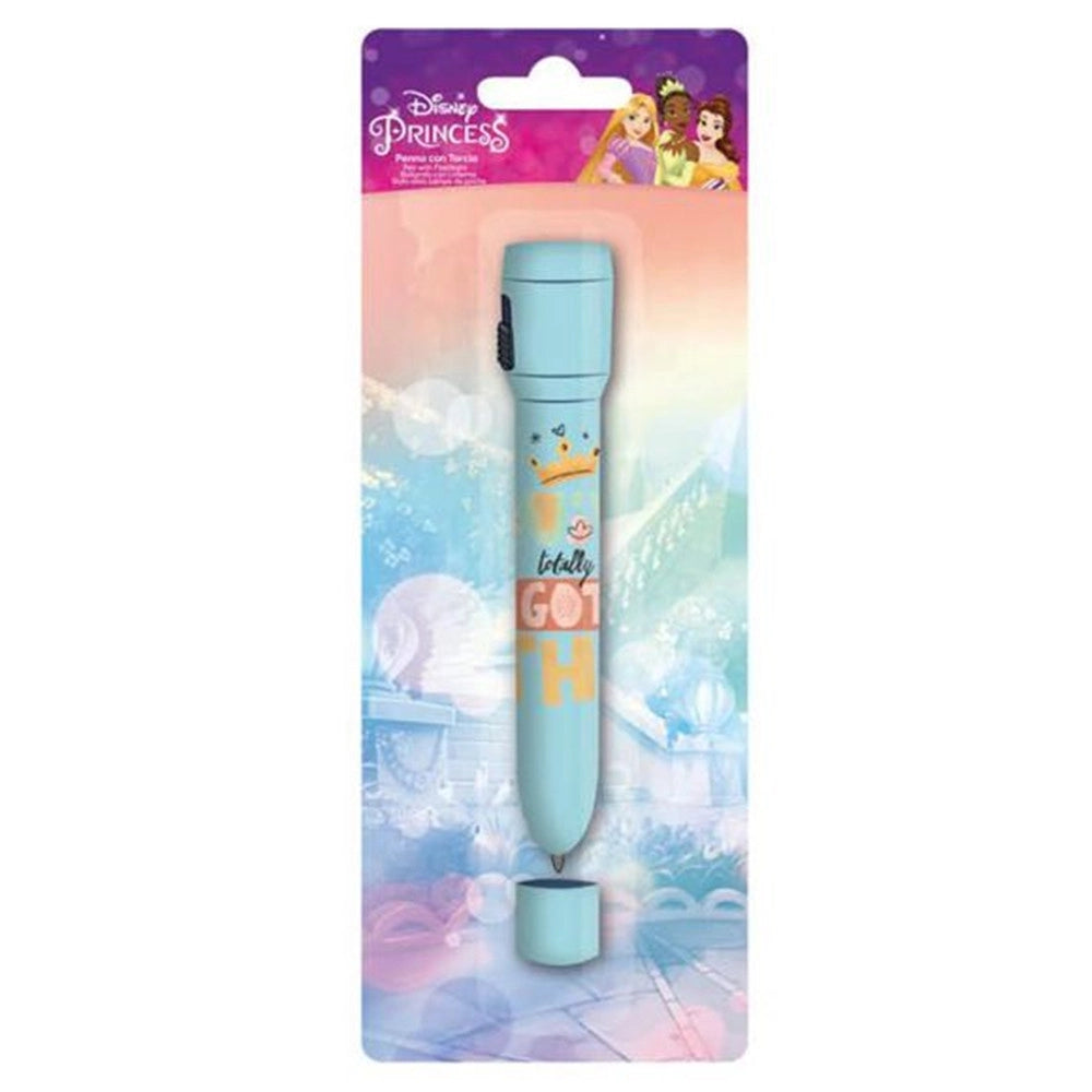 Trade Shop - Penna Con Torcia Grafica Principesse Accessori Per Scuola Regalo Feste Bambine 953100 -