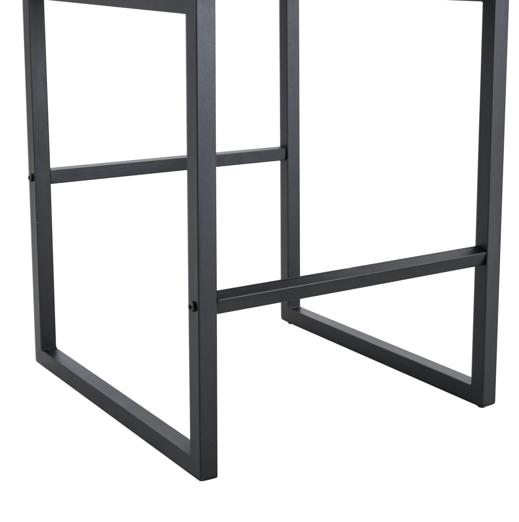 Sgabello da bar 91.4 cm con seduta imbottita; gambe in metallo; PU bianco e nero