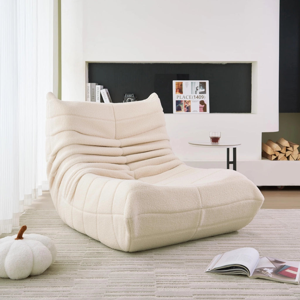 POLTRONA Relax 110 x 85 x 79 cm in Poliestere e Schiuma Beige