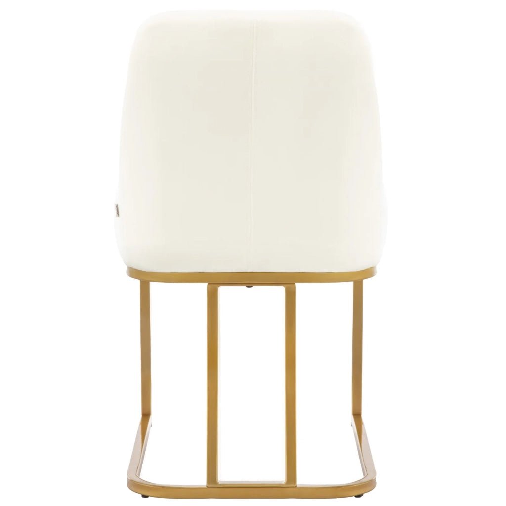 Set di 2 chaise da pranzo in velluto con schienale ergonomico e piedini regolabili in metallo beige