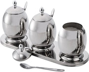 Set di 3 contenitori per erbe, contenitori in acciaio inossidabile con cucchiaio per servire e piatto da portata, contenitore per erbe da 325 ml per il servizio di tè, caffè, erbe