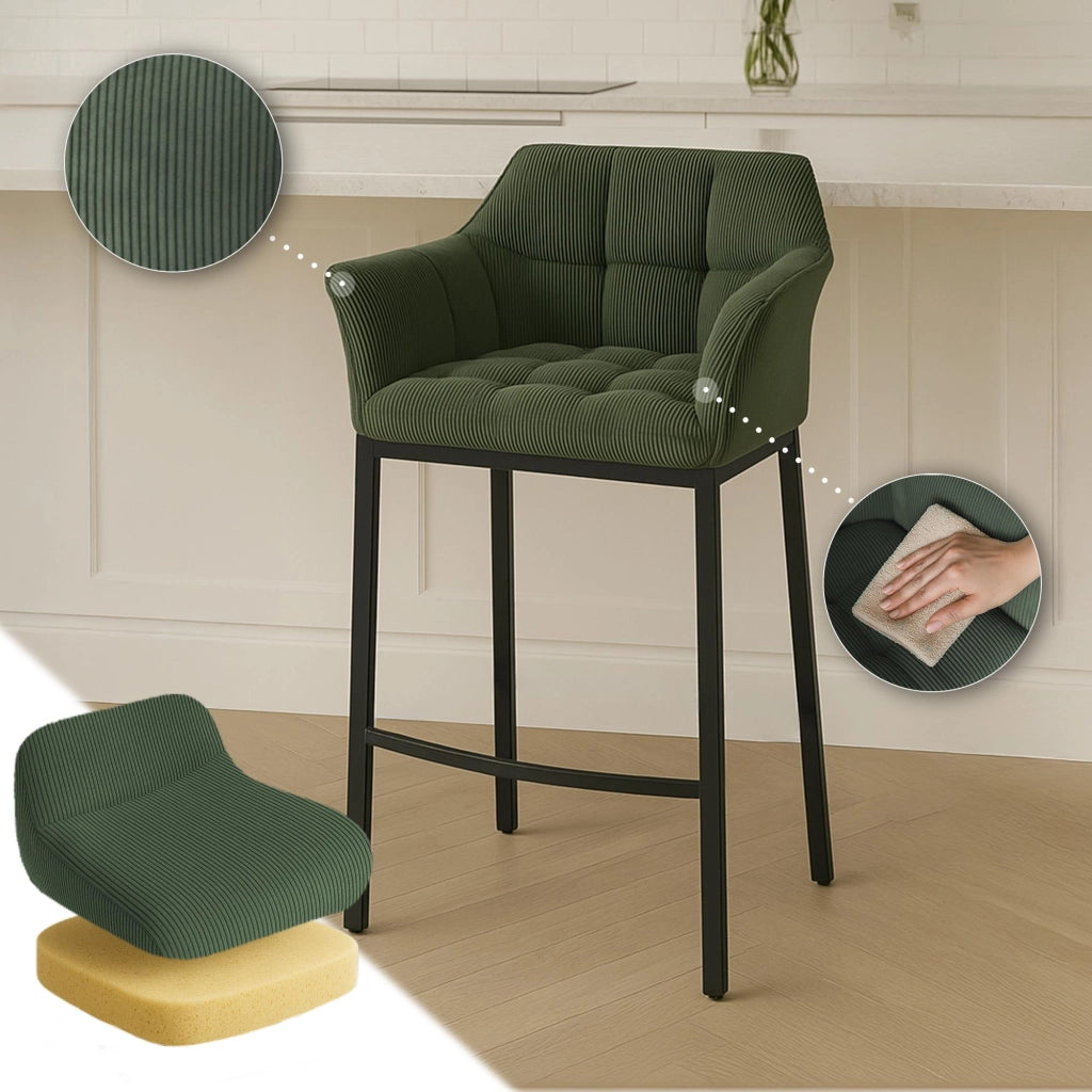 Sgabello bar Damaso B Cord con telaio a 4 piedi 3