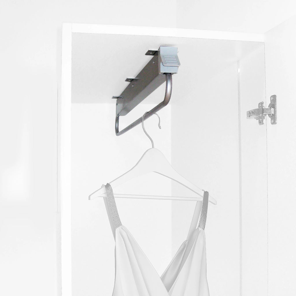 Emuca Appendiabiti estraibile per armadi a grande profonditÃ  Self, 800, Verniciato alluminio, Acciaio e Tecnoplastica, 1 u.