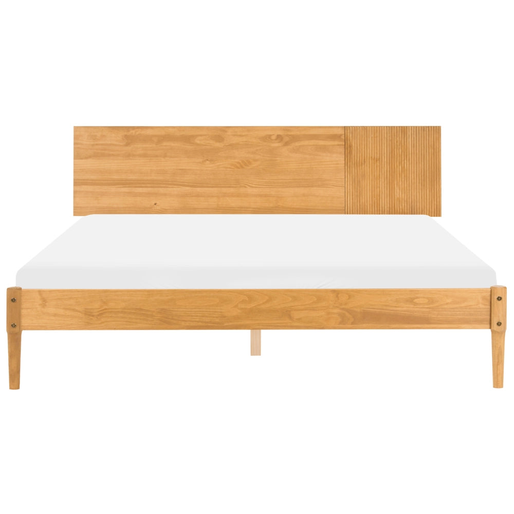 Set da camera da letto in legno di pino con letto matrimoniale 2 comodini e cassettiera a 6 cassetti 180 x 200 cm marrone chiaro stile scandinavo