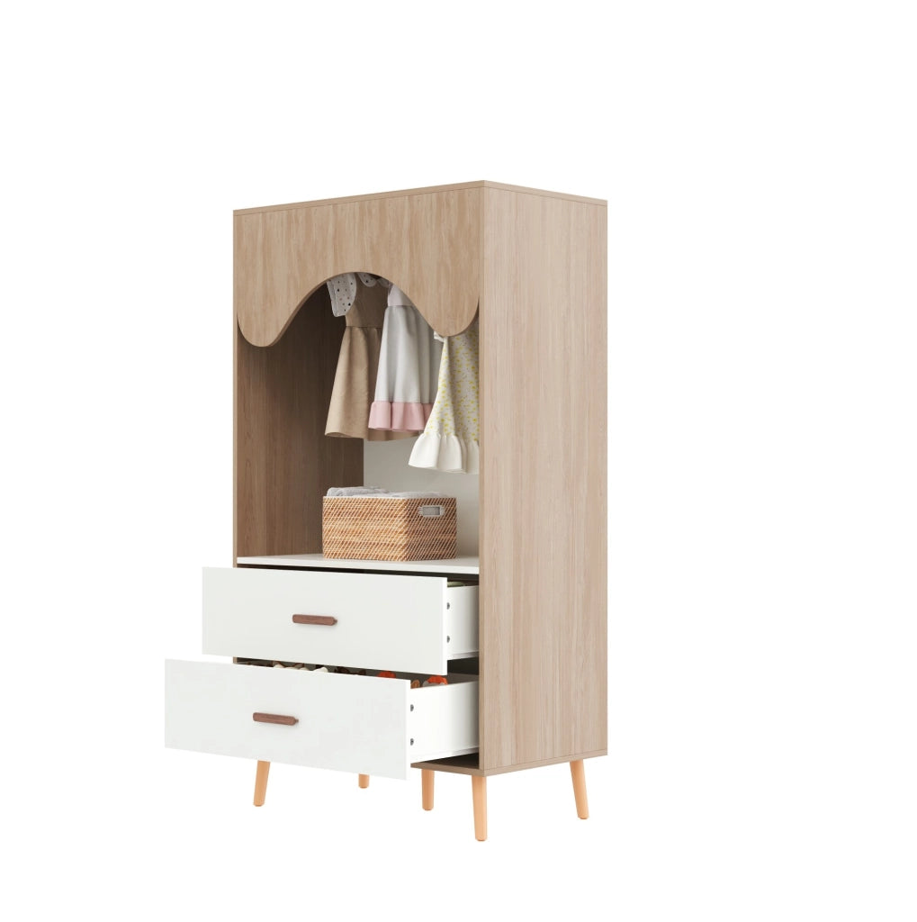 Armadio aperto per bambini bianco e legno 80x46x141,5 cm