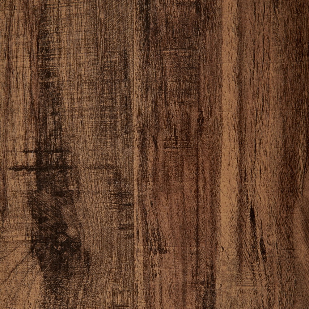 Comodino MDF legno scuro 2 cassetti Tavolino gambe in ferro moderno