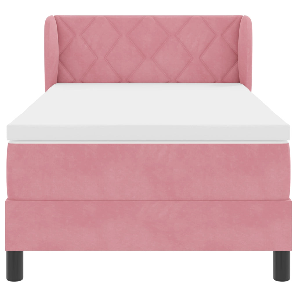 Letto Box Spring con Materasso Rosa 100x200 cm Velluto