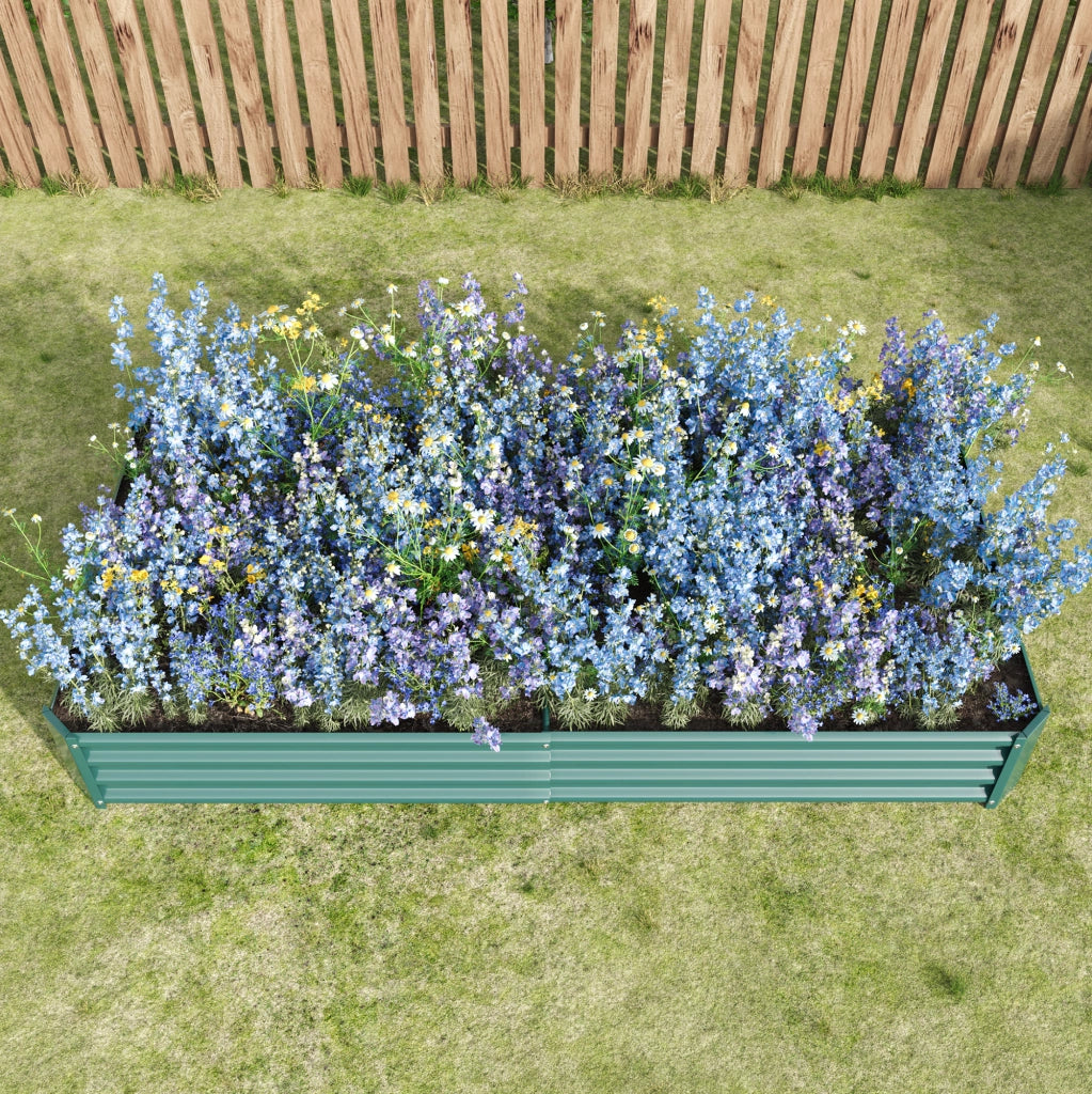 Aiuola rialzata in metallo verde per orto e giardino 232 × 113.5 × 30 cm