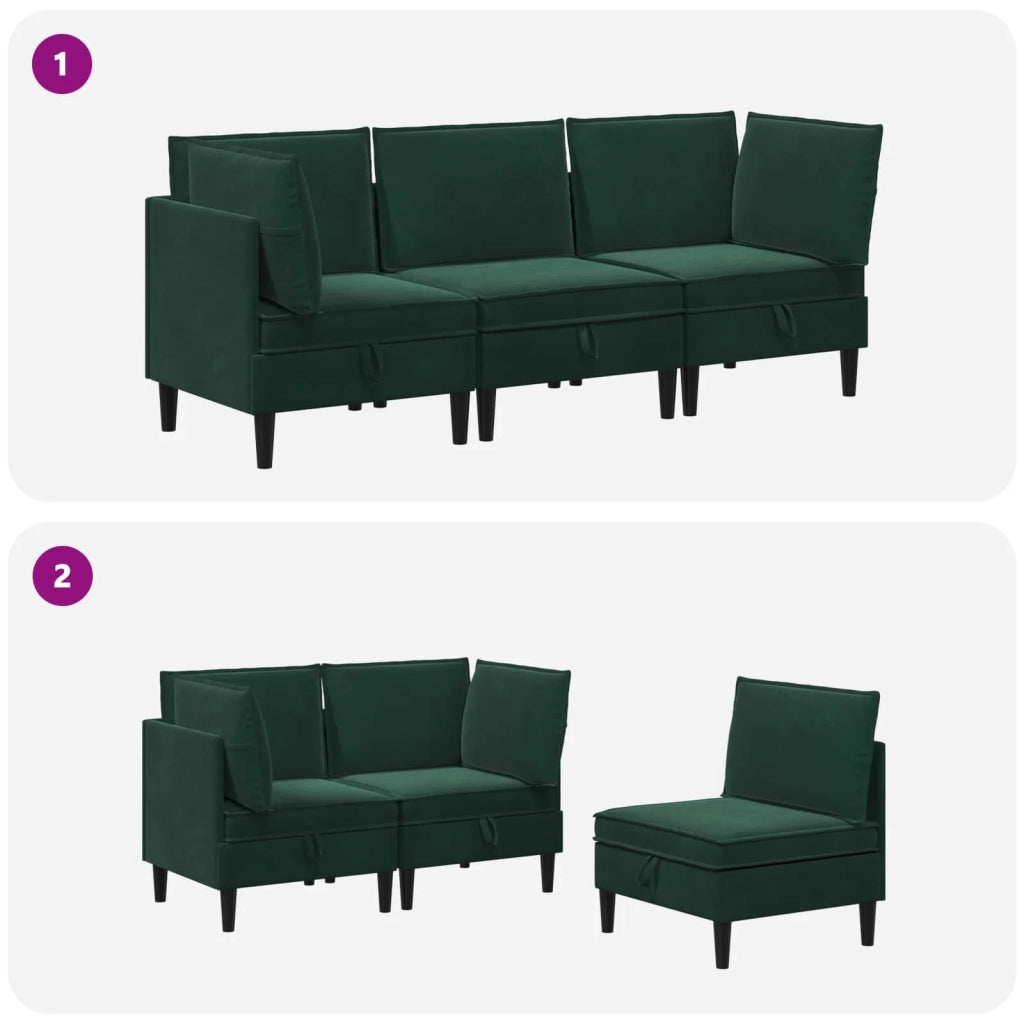 Set di mobili per il soggiorno 3 pcs Verde Scuro Velluto