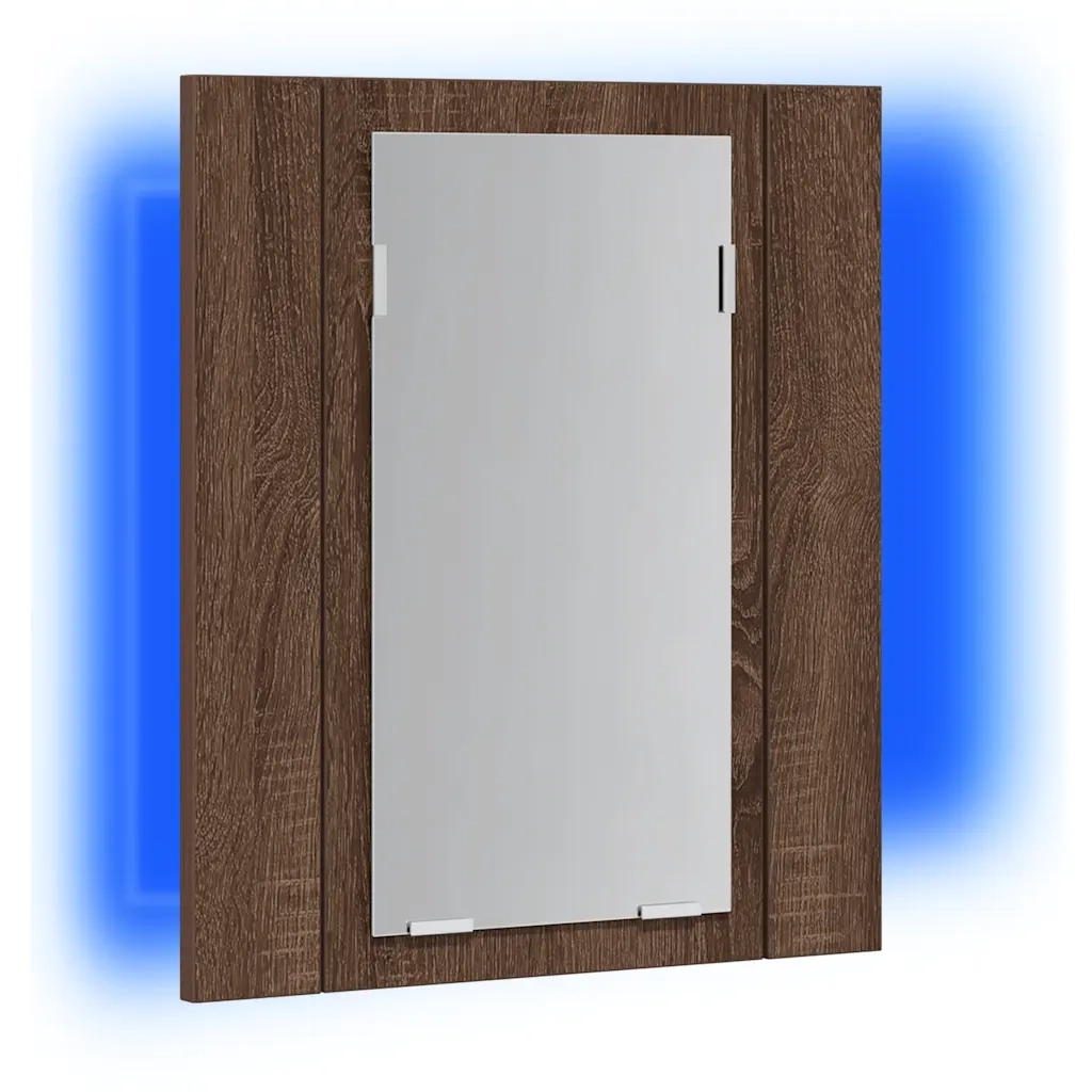 Mobile Bagno Specchio LED Rovere Marrone 40x12x45cm Multistrato 822835