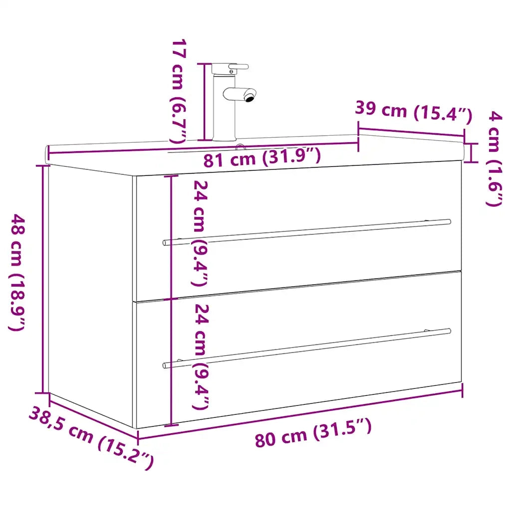 Set Mobili da Bagno 2 pz Grigio Cemento in Legno Multistrato