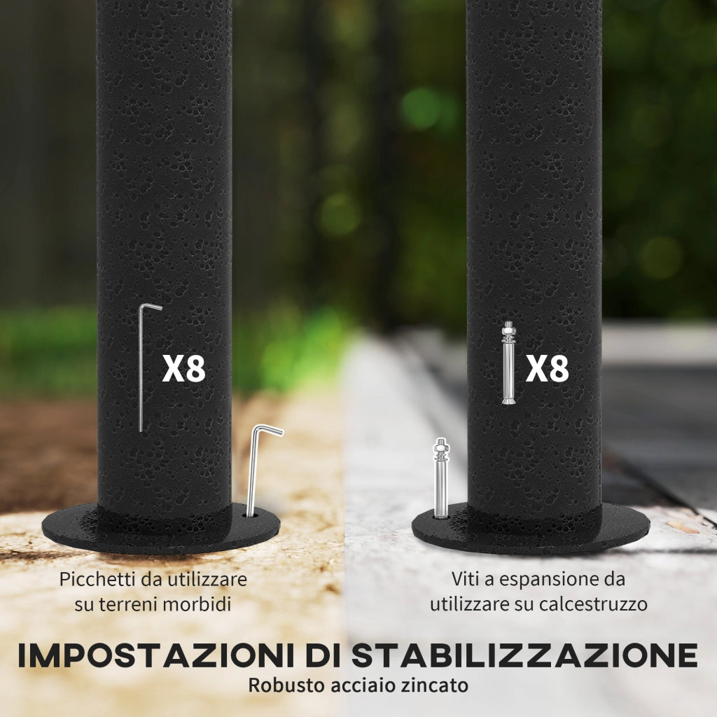 Gazebo da Giardino 3x3m ¨C zephmum ¨C Acciaio, Doppio Tettuccio, Tende, Beige e Grigio