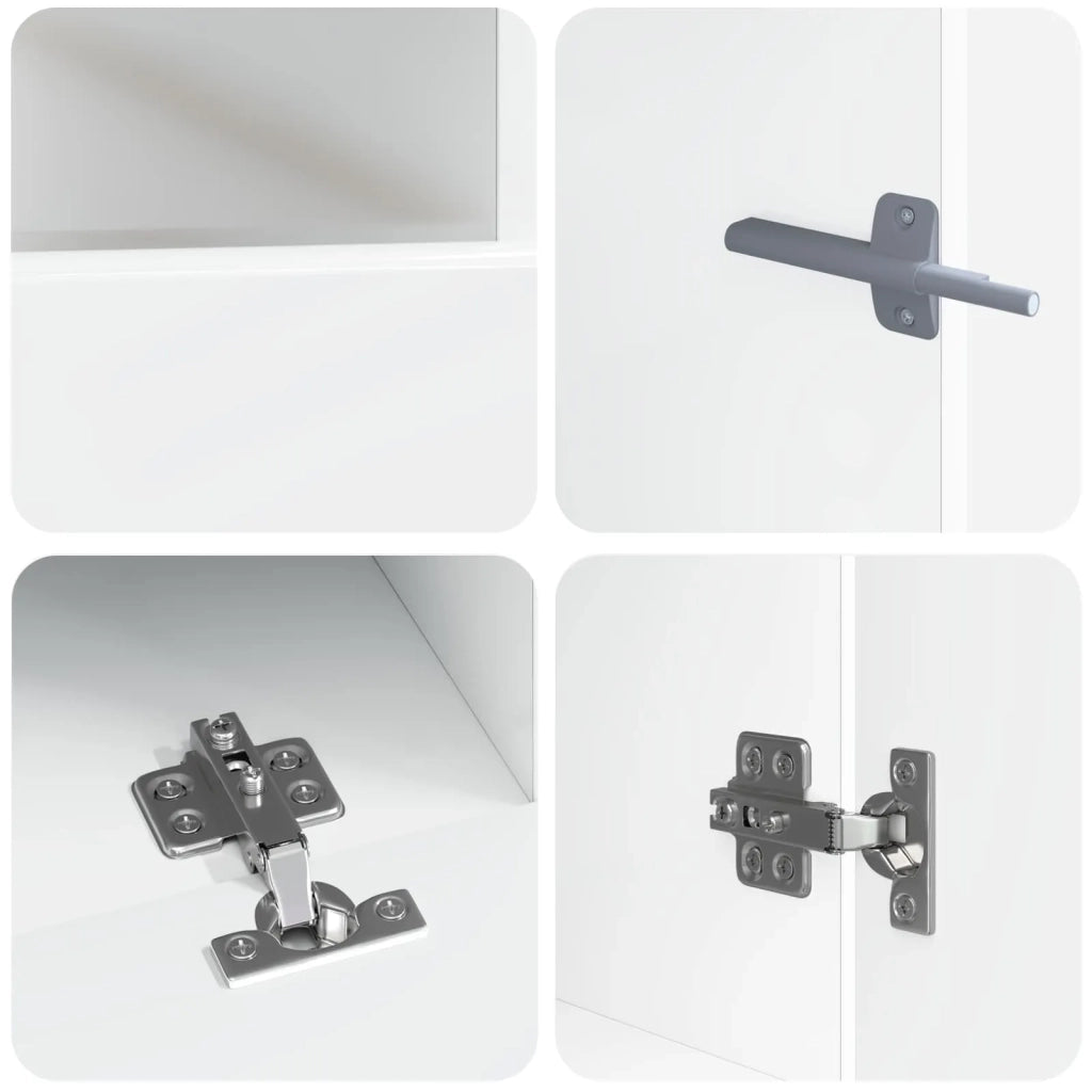 Mobile TV LED a 5 pezzi Bianco Lucido Legno ingegnerizzato 3416924