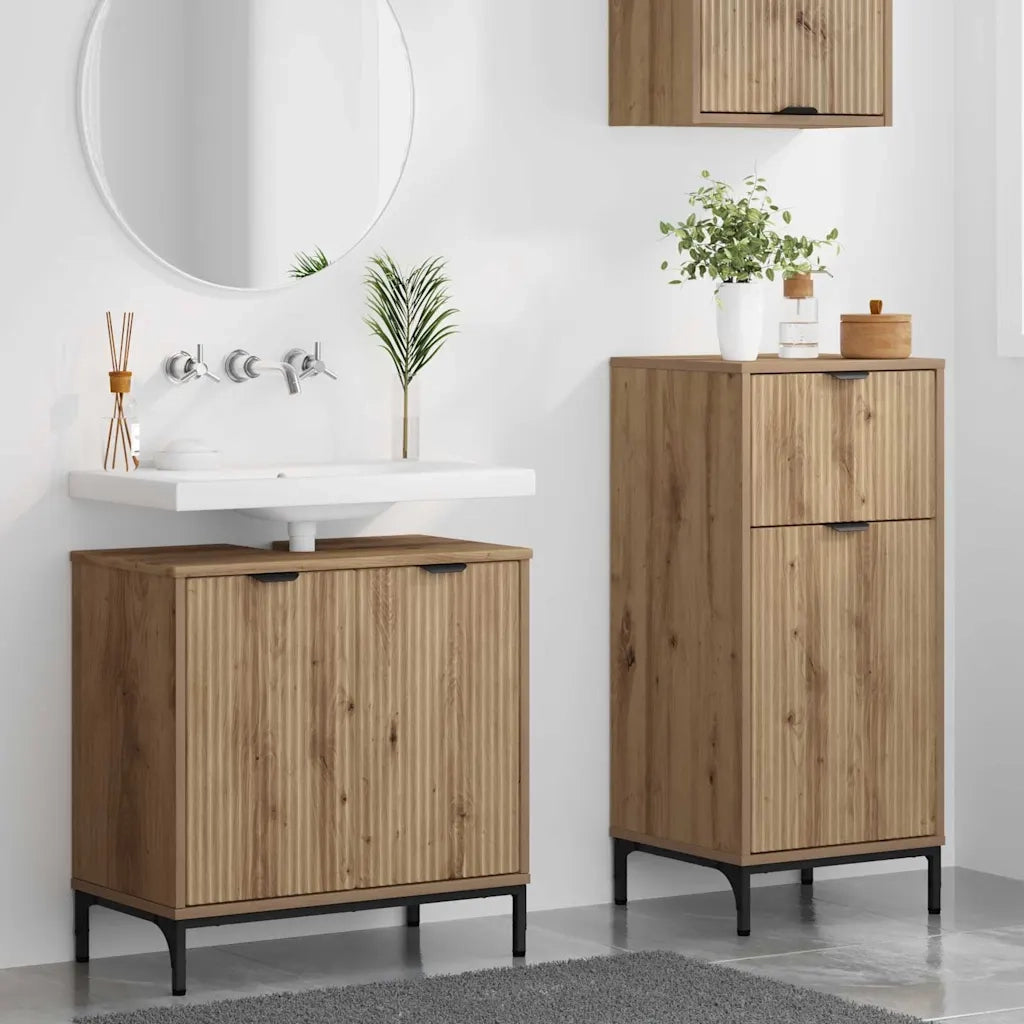 Set di mobili per il bagno con porta 2 pcs Rovere artigianale
