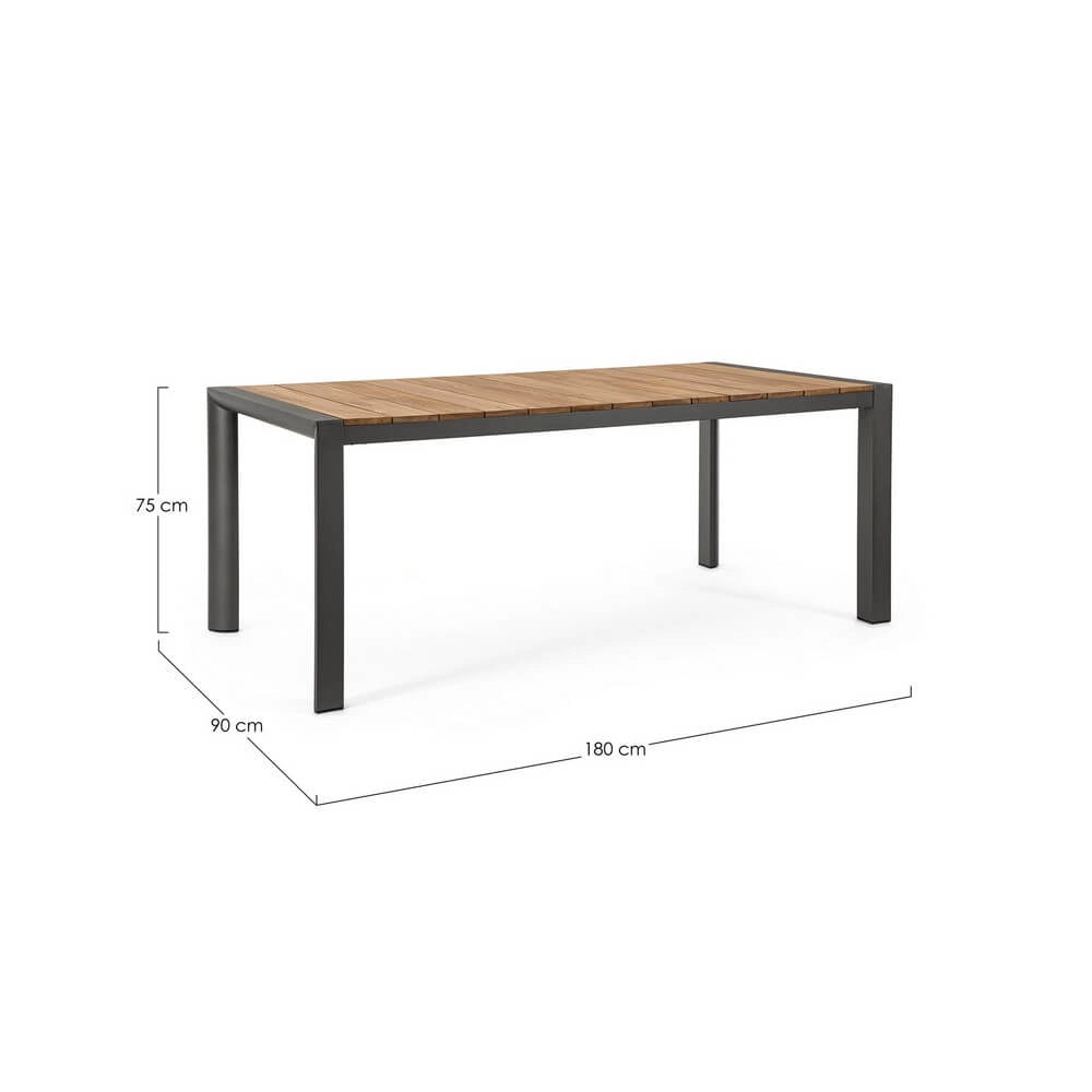 Tavolo da Giardino in Alluminio e Teak 180x90 cm - HIGHLANDER