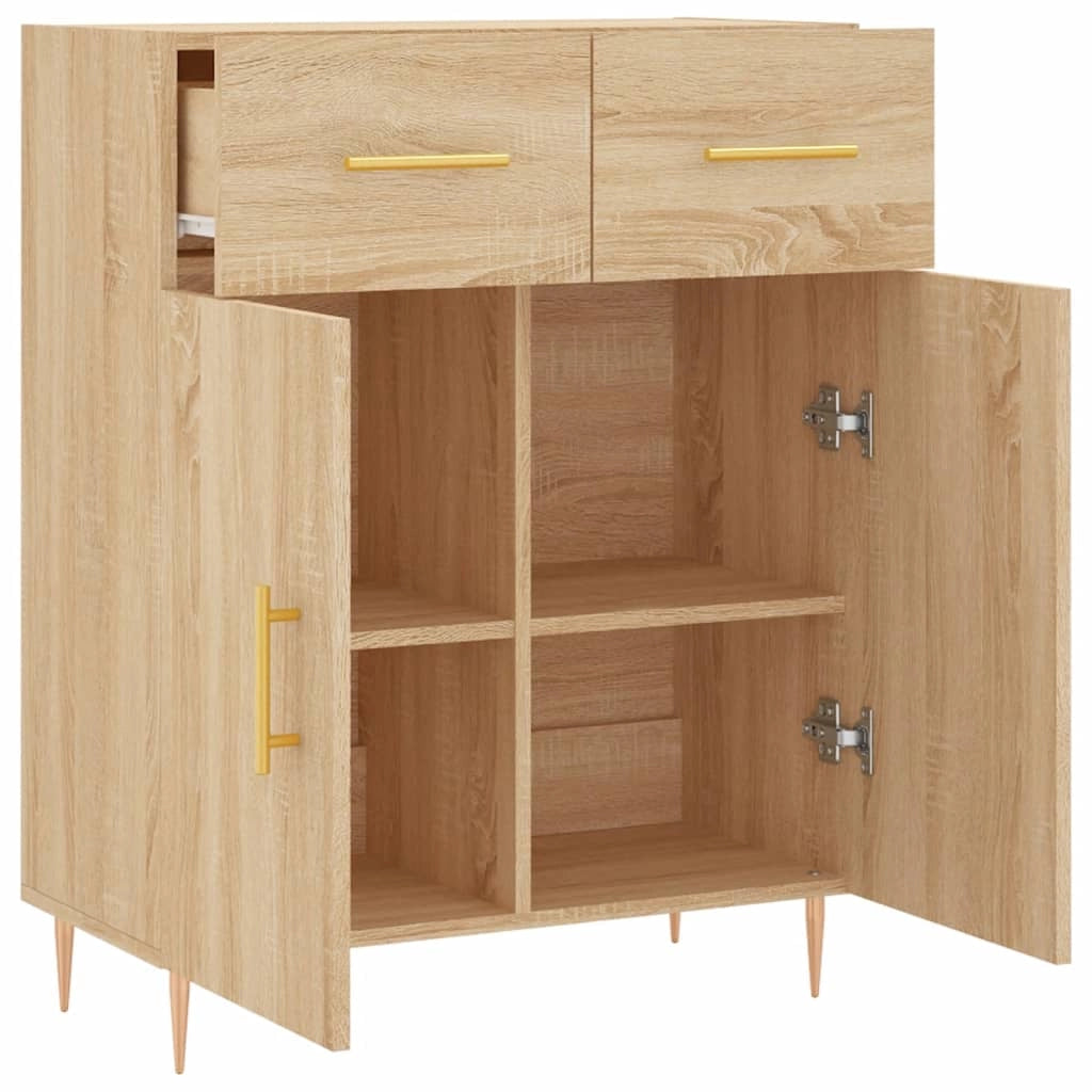 Buffet credenza cassettiera armadio mobile contenitore organizer cucina soggiorno rovere Sonoma 69,5 x 34 x 90 cm legno ingegnerizzato marrone 02_0031667